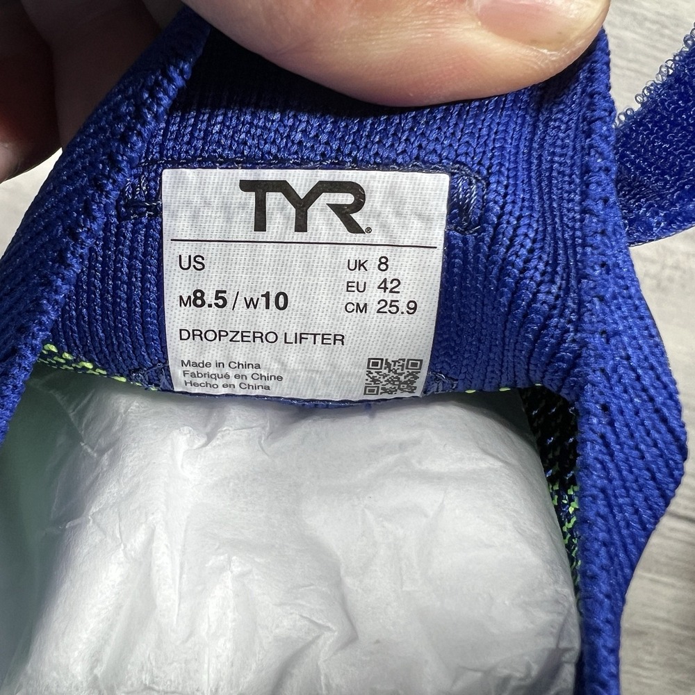 TYR Dropzero Lifter DZ-1 Barefoot Trainer Blue/Lime Men's 8.5/Women's 10 NWOB - Picture 2 of 10